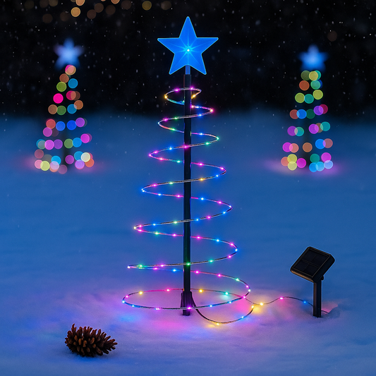 Solar Spiral - Solar-Powered Spiral Christmas Tree for Holiday Cheer