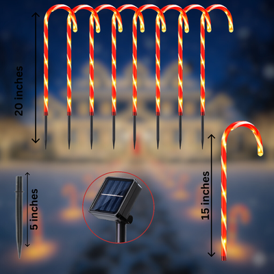 Candy Cane Lane – Solar-Powered Christmas Lights (Set of 10)