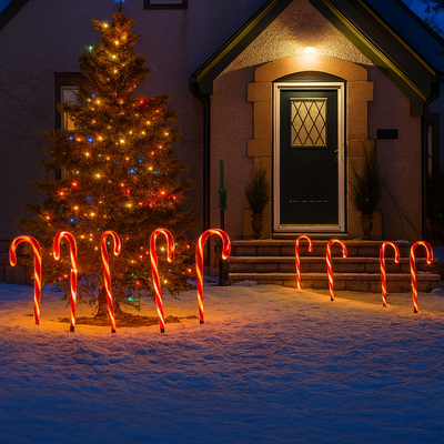 Candy Cane Lane – Solar-Powered Christmas Lights (Set of 10)
