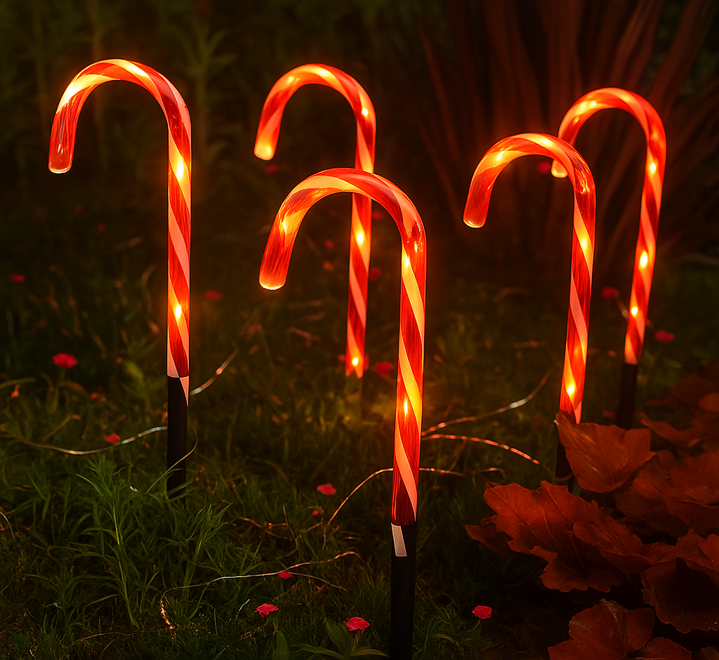 Candy Cane Lane – Solar-Powered Christmas Lights (Set of 10)