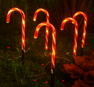 Candy Cane Lane – Solar-Powered Christmas Lights (Set of 10)