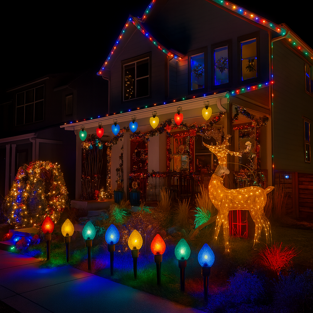 Jolly Bulbs – Solar-Powered Outdoor Christmas Lights (Set of 5)