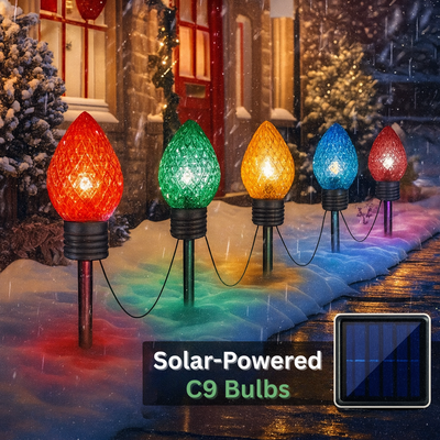 Jolly Bulbs – Solar-Powered Outdoor Christmas Lights (Set of 5)