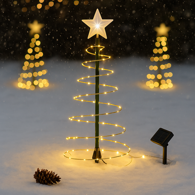 Solar Spiral - Solar-Powered Spiral Christmas Tree for Holiday Cheer